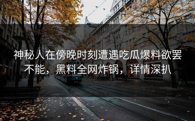 神秘人在傍晚时刻遭遇吃瓜爆料欲罢不能,黑料全网炸锅,详情深扒 神秘人在傍晚时刻遭遇吃瓜爆料欲罢不能,黑料全网炸锅,详情深扒