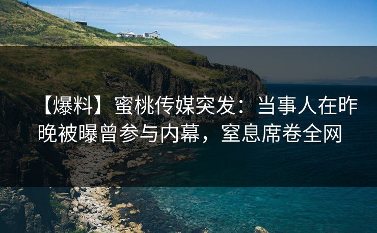 【爆料】蜜桃传媒突发：当事人在昨晚被曝曾参与内幕，窒息席卷全网