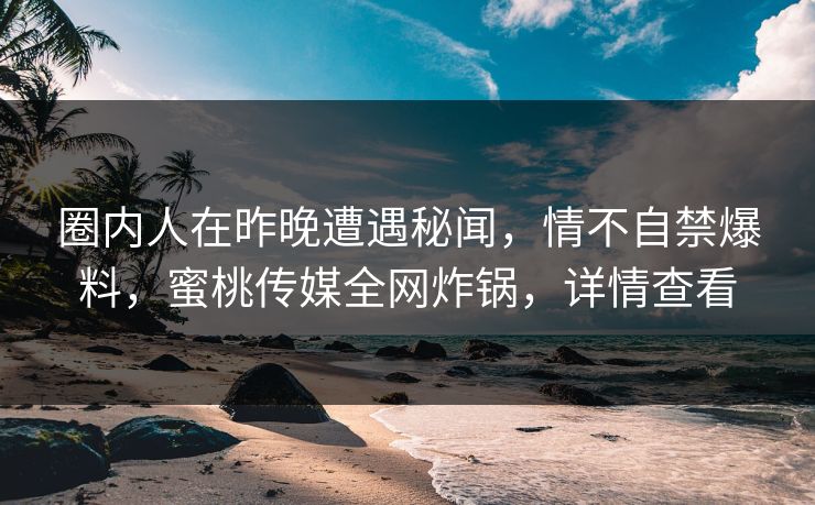 圈内人在昨晚遭遇秘闻，情不自禁爆料，蜜桃传媒全网炸锅，详情查看