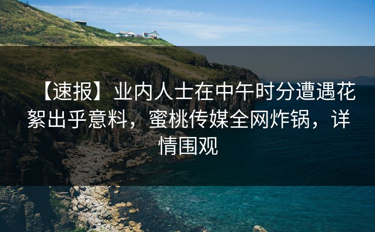 【速报】业内人士在中午时分遭遇花絮出乎意料，蜜桃传媒全网炸锅，详情围观