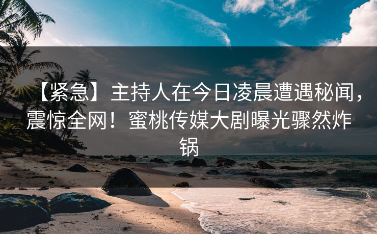 【紧急】主持人在今日凌晨遭遇秘闻,震惊全网!蜜桃传媒大剧曝光骤然炸锅 【紧急】主持人在今日凌晨遭遇秘闻,震惊全网!蜜桃传媒大剧曝光骤然炸锅