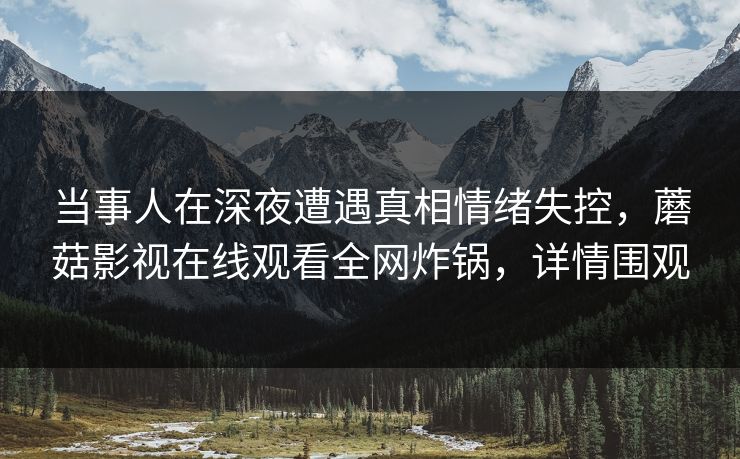 当事人在深夜遭遇真相情绪失控,蘑菇影视在线观看全网炸锅,详情围观 当事人在深夜遭遇真相情绪失控,蘑菇影视在线观看全网炸锅,详情围观