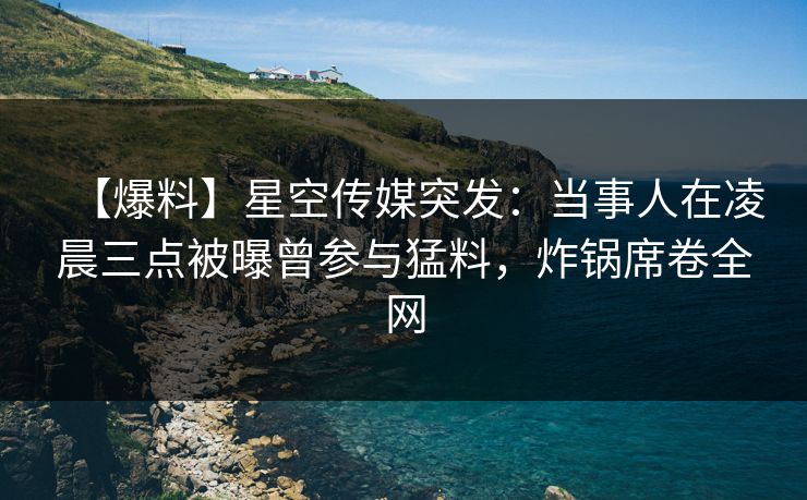 【爆料】星空传媒突发：当事人在凌晨三点被曝曾参与猛料，炸锅席卷全网