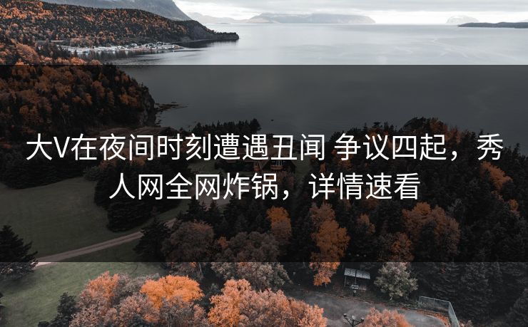 大V在夜间时刻遭遇丑闻 争议四起，秀人网全网炸锅，详情速看