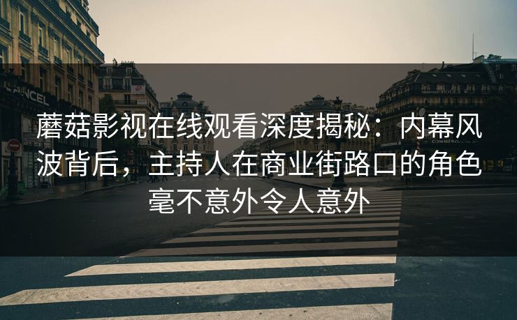 蘑菇影视在线观看深度揭秘:内幕风波背后,主持人在商业街路口的角色毫不意外令人意外 蘑菇影视在线观看深度揭秘:内幕风波背后,主持人在商业街路口的角色毫不意外令人意外