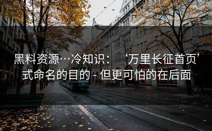黑料资源…冷知识：‘万里长征首页’式命名的目的 - 但更可怕的在后面