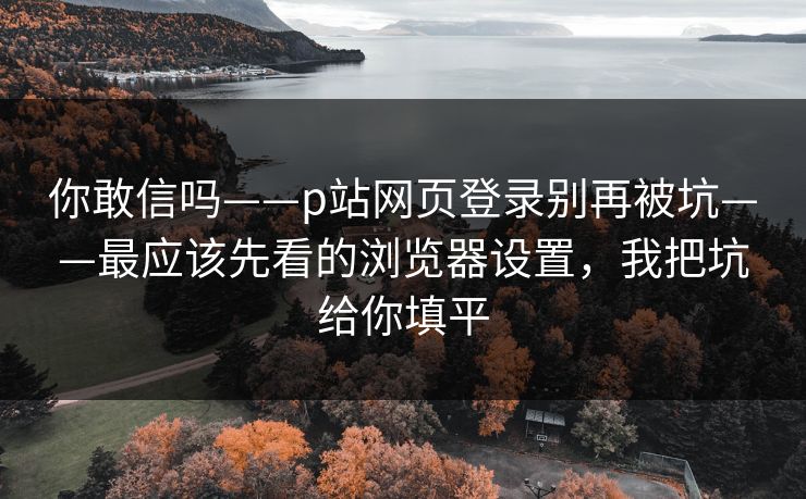 你敢信吗——p站网页登录别再被坑——最应该先看的浏览器设置,我把坑给你填平 你敢信吗——p站网页登录别再被坑——最应该先看的浏览器设置,我把坑给你填平
